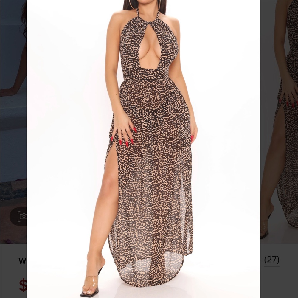 Fashion Nova Wild Vacay Maxi Dress Leopard Print Size Medium